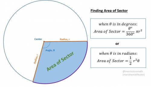Find the area the sector.