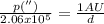 \frac{p('')}{2.06x10^5} = \frac{1AU}{d}