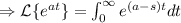 \Rightarrow \mathcal{L}\{e^{at}\}=\int_0^{\infty} e^{(a-s)t}dt