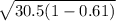 \sqrt{30.5(1-0.61)}