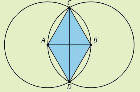 This diagram is a straightedge and compass construction. A is the center of one circle, and B

is th