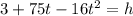 3+75t-16t^{2} =h\\\\