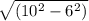 \sqrt{(10^2 - 6^2)}