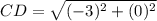 CD=\sqrt{(-3)^2+(0)^2}