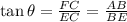 \tan \theta =\frac{FC}{EC}=\frac{AB}{BE}