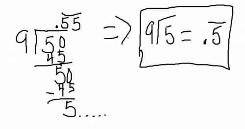 Express the following fraction into a decimal
- 5/9