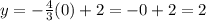 y = -\frac{4}{3}(0) + 2 = -0 + 2 = 2