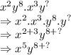 x^2y^8.x^3y^?\\\Rightarrow x^2.x^3.y^8.y^?\\\Rightarrow x^{2+3}y^{8+?}\\\Rightarrow x^{5}y^{8+?}