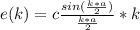 e(k) = c  \frac{sin(\frac{k*a}{2} ) }{ \frac{k*a}{2} }  *  k