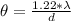 \theta =  \frac{1.22* \lambda }{ d}