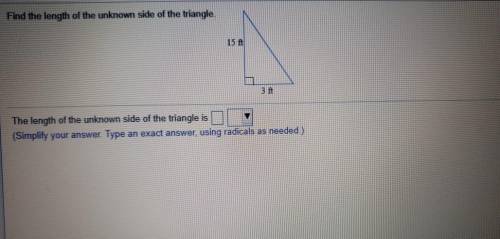 Find the length of the unknown side of the triangle.

The length of the unknown side of the triangle