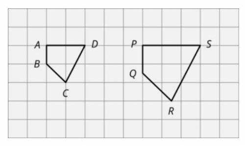 Polygon PQRS is a scaled copy of polygon ABCD . Name the angle in the scaled copy that corresponds t