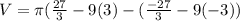 V= \pi ( \frac{27}{3} - 9(3) - (\frac{-27}{3} -9(-3))
