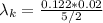 \lambda_k  =  \frac{0.122*0.02}{5/2}