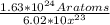 \frac{1.63 * 10^{24} Ar atoms}{6.02 * 10x^{23} }