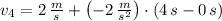 v_{4} = 2\,\frac{m}{s}+\left(-2\,\frac{m}{s^{2}} \right) \cdot (4\,s-0\,s)