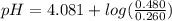 pH = 4.081 + log(\frac{0.480}{0.260} )