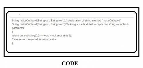Given an out string length 4, such as <<>>, and a word, return a new string where th