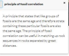 Please choose the best description, or definition for Principle of Fossil Correlation. states that r