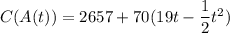 C(A(t)) = 2657 + 70 ( 19t - \dfrac{1}{2}t^2)