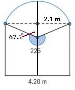A door with width 4.20m has an arc as shown in the diagram. Find: a) the radius of the arc, to the n