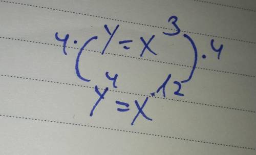If y = x3, what is equivalent to x12?

a. y36
b. y15
C. y9
d. y4
(#’s after variable are exponents)