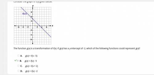 PLZ HELP♥♥♥

Consider the graph of f(x) given below. The function g(x) is a transformation of f(x).