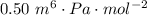 0.50 \ m^6 \cdot Pa\cdot  mol^{-2}