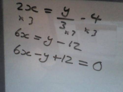 Write 2x=y/3-4 in standard form
