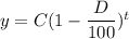 y=C(1-\dfrac{D}{100})^t
