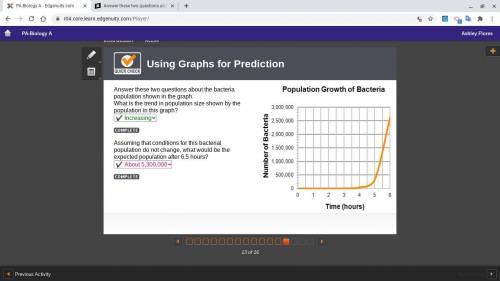 Answer these two questions about the bacteria population shown in the graph. What is the trend in po