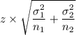 z \times \sqrt{\dfrac{\sigma_1^2}{n_1}+\dfrac{\sigma^2_2}{n_2} }