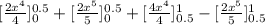 [\frac{2x^4}{4}]_0^{0.5}+[\frac{2x^5}{5}]_0^{0.5}+[\frac{4x^4}{4}]_{0.5}^1-[\frac{2x^5}{5}]_{0.5}^1