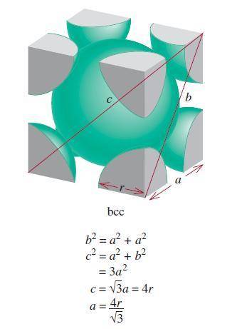 A certain metal crystallizes in a lattice described by a body-centered cubic (bcc) unit cell. The la