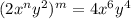 (2x^ny^2)^m = 4x^6y^4
