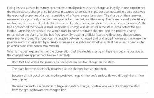 What is the best explanation for the observation that the electric charge on the stem became positiv