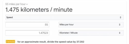 what’s 55mph to km/min? can someone explain to to me with the work so i can understand how to solve