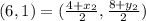 (6,1) = (\frac{4 + x_2}{2},\frac{8+y_2}{2})