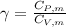\gamma =  \frac{C_{P,m}}{C_{V, m}}