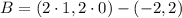 B = (2\cdot 1, 2\cdot 0)-(-2,2)