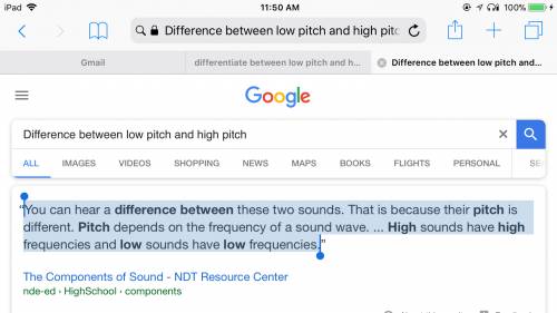 Differentiate between low pitch and high pitch
