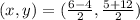 (x,y) = ( \frac{6 - 4}{2} , \frac{5 + 12}{2} )