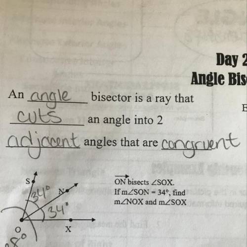 Shown.
Definition of angle bisector