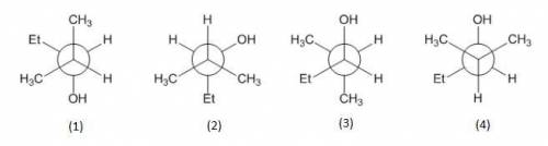 Which of the newman structures below represents this conformation of 2-methyl-3-pentanol, as viewed