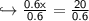 \hookrightarrow{ \sf{ \frac{0.6x}{0.6}  =  \frac{20}{0.6}}}