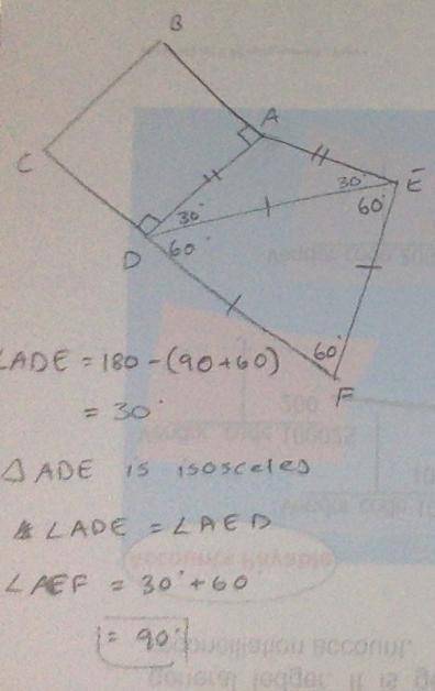Properties of Special Triangles:Calculate the size of angle AEF