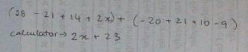 Simplify: (7x4 – 7x3 + 7x2 + 2x) + (-5x4 + 7x3 + 5x2 – 9)