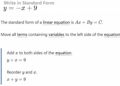 Find the slope and standard form of the line that passes through the points (3, 6) and (4, 5).

A. m