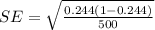SE =  \sqrt{\frac{0.244(1 - 0.244)}{500} }