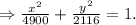 \Rightarrow \frac{x^2}{4900}+\frac{y^2}{2116}=1.